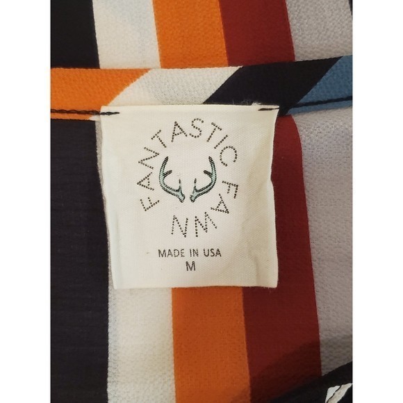 Fantastic Fawn Women's Striped‎ Button Up Blouse Sz Med Oversized Multicolor Top - Picture 7 of 8